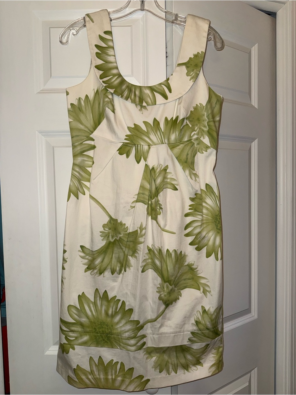 Donna Ricco Cream Mini Dress with Olive Green Floral Print